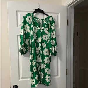 Sonoma Green and White Floral Midi Dress
